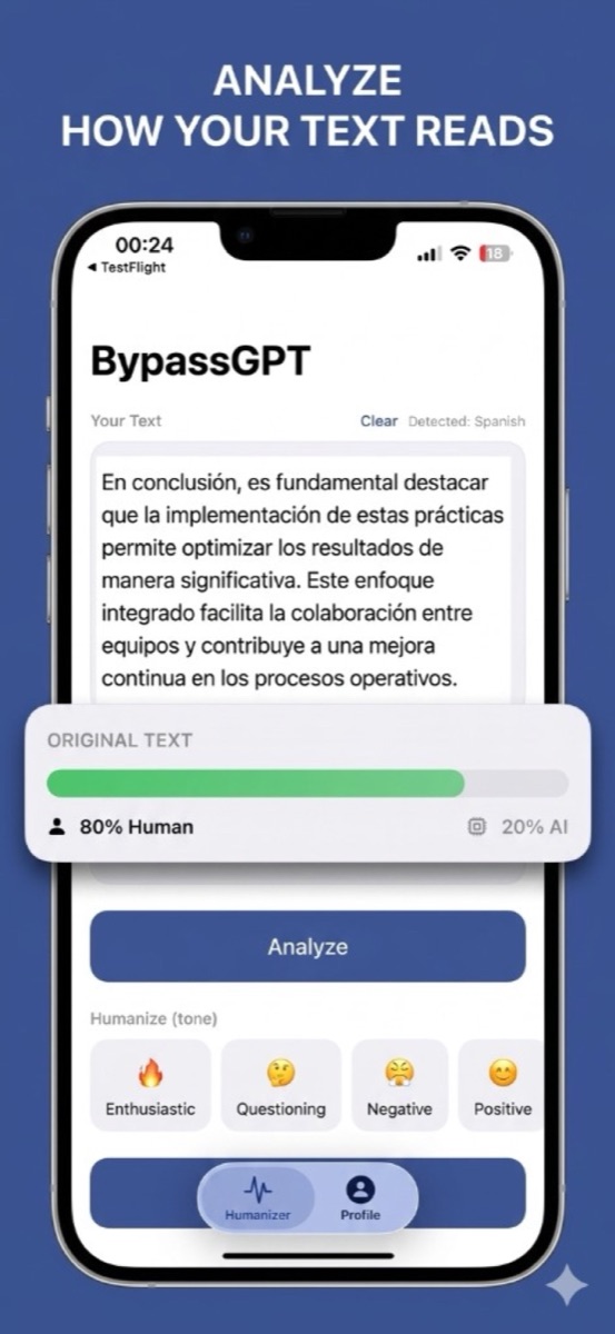 Analyzing how your text reads with an AI score
